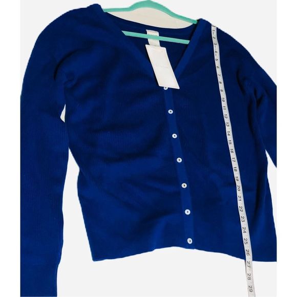 Kowtow Size Large Cyan Blue Long Sleeve Organic Cotton Greta Cardigan - Picture 4 of 9